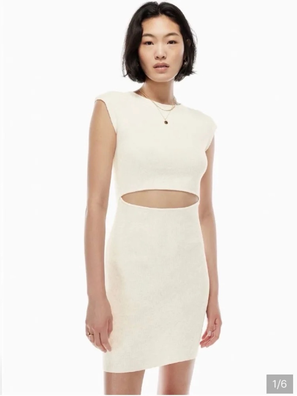 Wilfred Cut-out Sleeveless Knit Dress in Cream